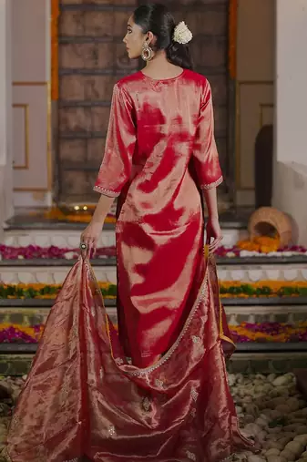 Women Ethnic Motifs Embroidered Sequinned Liva Kurta with Trousers & With Dupatta