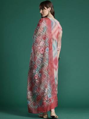 Women Printed Regular Thread Work Kurta with Trousers & With Dupatta 5