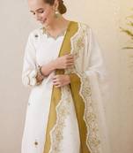 Ethnic Motifs Embroidered Sequinned Pure Cotton Kurta With Trousers & Dupatta