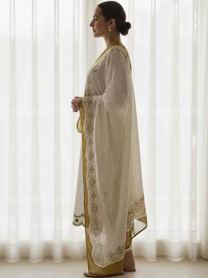 Ethnic Motifs Embroidered Sequinned Pure Cotton Kurta With Trousers & Dupatta 5