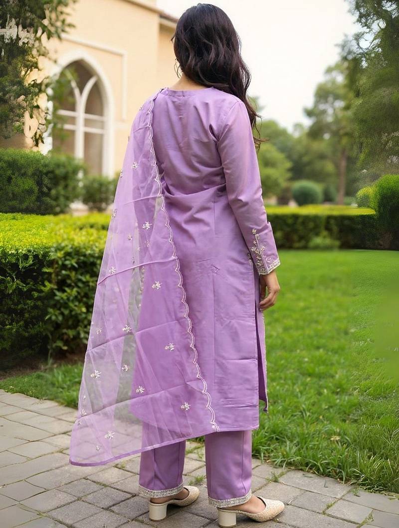 Ethnic Motifs Embroidered Notch Neck Sequinned Kurta With Trousers & Dupatta