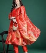 Floral Printed Sequinned Kurta with Trousers & Dupatta