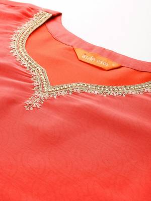 Floral Printed Sequinned Kurta with Trousers & Dupatta 2