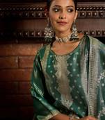 Ethnic Motifs Woven Design Zari Straight Kurta With Trousers & Dupatta