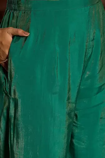 Ethnic Motifs Woven Design Zari Straight Kurta With Trousers & Dupatta