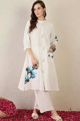 Women Floral Printed Regular Pure Cotton Kurta with Palazzos