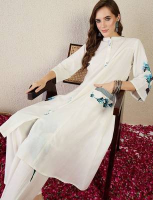 Women Floral Printed Regular Pure Cotton Kurta with Palazzos 2