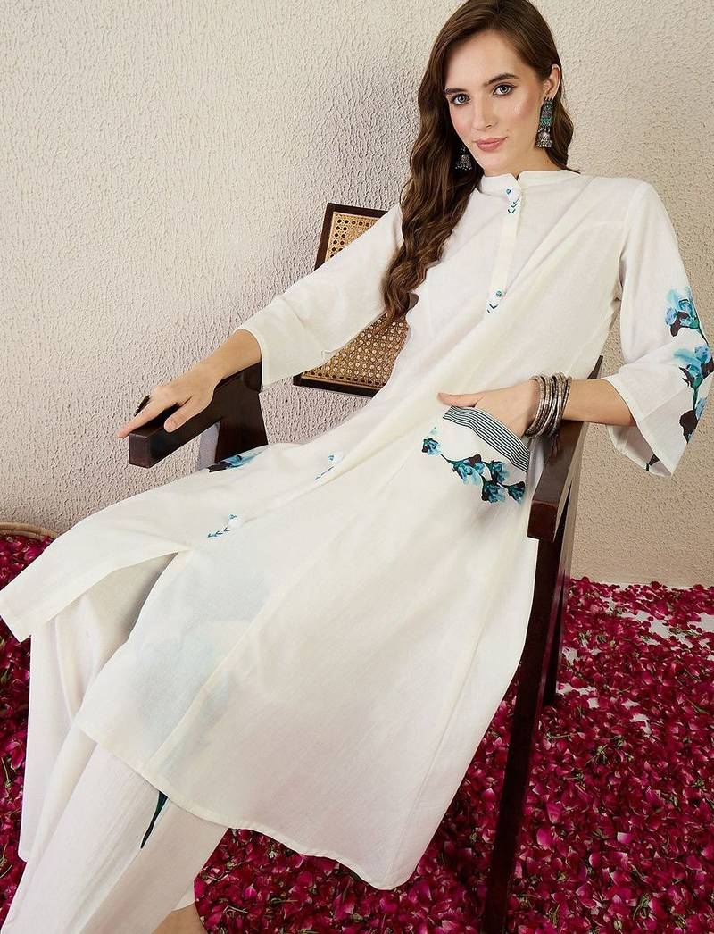 Women Floral Printed Regular Pure Cotton Kurta with Palazzos
