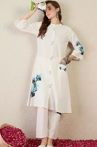 Women Floral Printed Regular Pure Cotton Kurta with Palazzos
