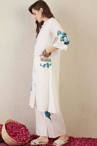 Women Floral Printed Regular Pure Cotton Kurta with Palazzos