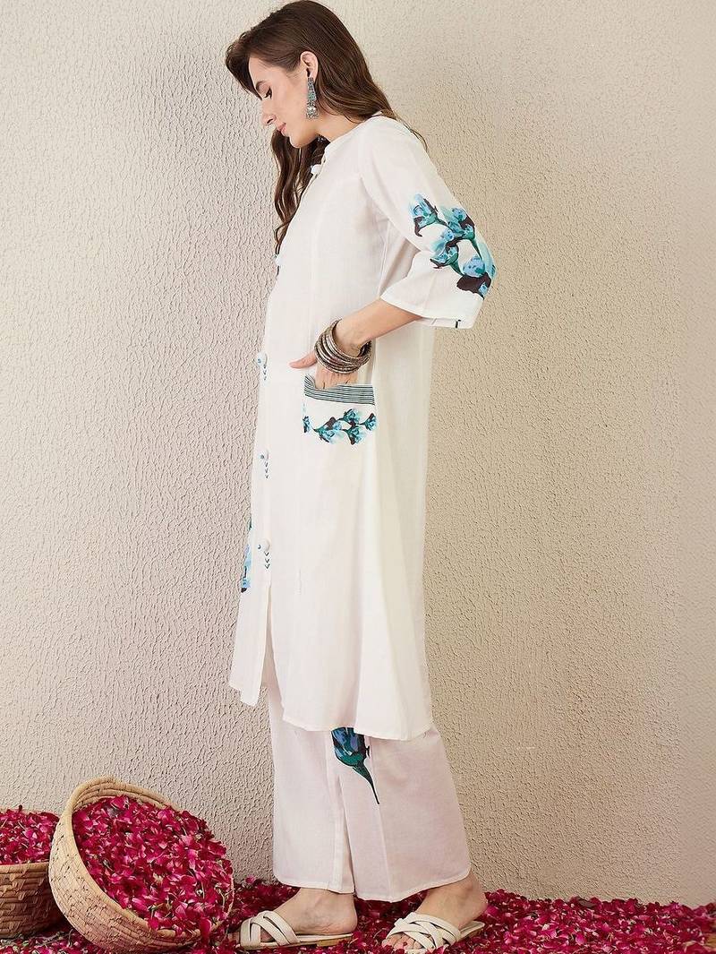 Women Floral Printed Regular Pure Cotton Kurta with Palazzos
