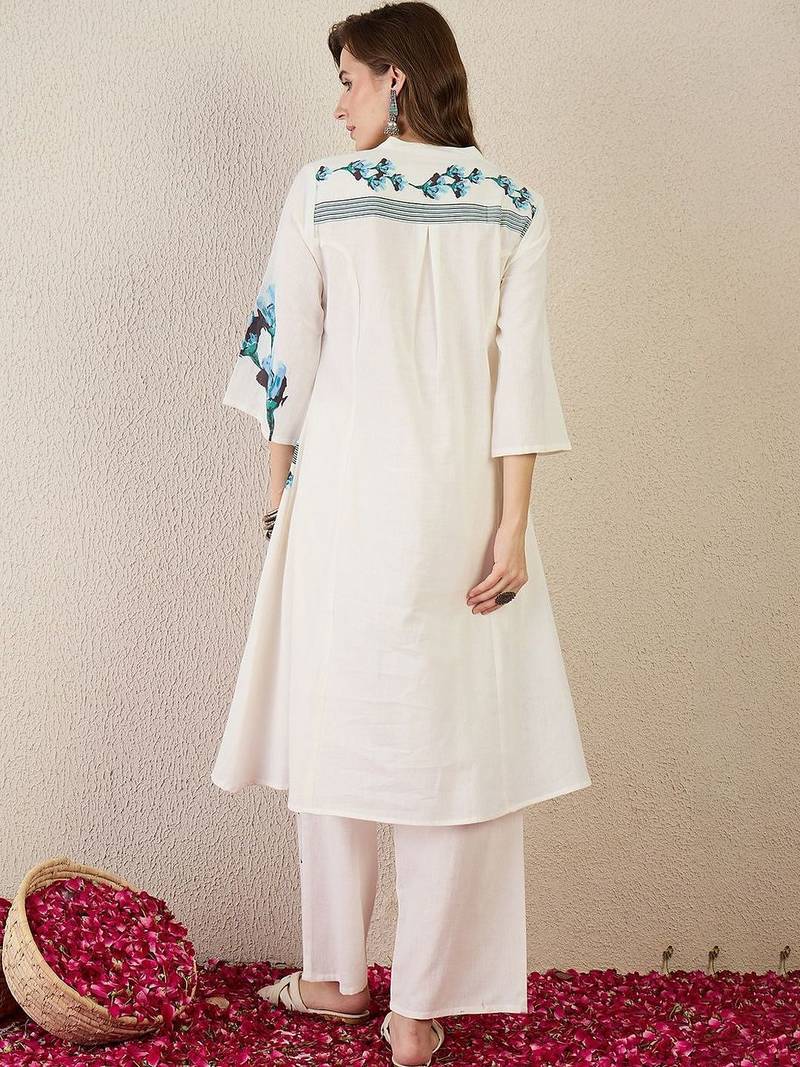 Women Floral Printed Regular Pure Cotton Kurta with Palazzos