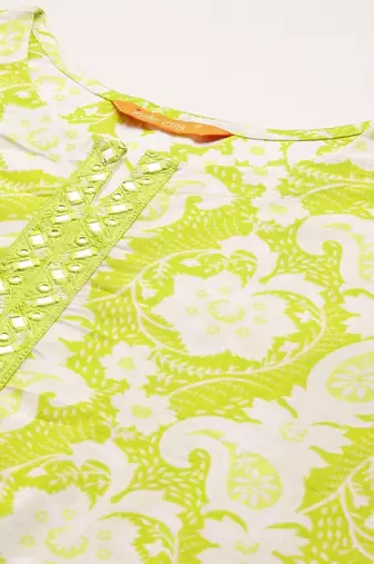 Women Floral Printed Regular Thread Work Pure Cotton Kurta with Trousers & With Dupatta
