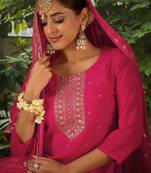 Women Ethnic Motifs Embroidered Regular Kurta with Trousers & With Dupatta