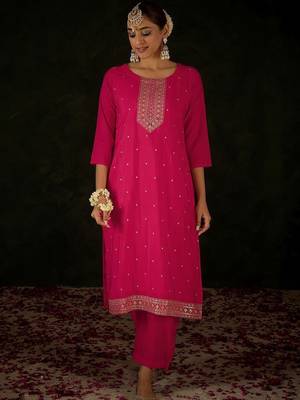 Women Ethnic Motifs Embroidered Regular Kurta with Trousers & With Dupatta 2