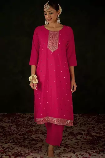 Women Ethnic Motifs Embroidered Regular Kurta with Trousers & With Dupatta