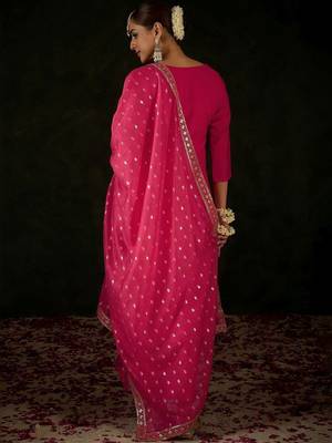 Women Ethnic Motifs Embroidered Regular Kurta with Trousers & With Dupatta 4