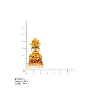  gold plated lakshmi temple jhumka earrings with pearl drops for women 4