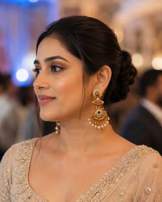  gold temple chandbali earrings for women   south indian kempu ruby green pearl drop bridal wedding jewelry 2
