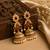  gold kemp jhumka earrings for women   south indian temple jewelry   ruby green cz pearl drop bridal earrings
