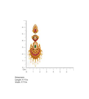  gold temple chandbali earrings for women   south indian kempu ruby green pearl drop bridal wedding jewelry 4