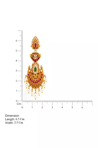 Bellamoire gold temple chandbali earrings for women | south indian kempu ruby green pearl drop bridal wedding jewelry