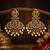  gold plated antique kempu chandbali earrings   cz stones & pearl drops   temple jewelry