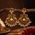  gold plated peacock chandbali earrings for women   kempu pearl drop temple jewelry