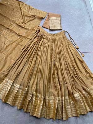 mustard zari weaving chanderi work border lehenga choli 7
