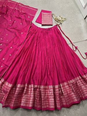 pink zari weaving chanderi border lehenga choli 6