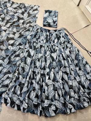 Black Tabby Silk Printed Lehenga Choli  5