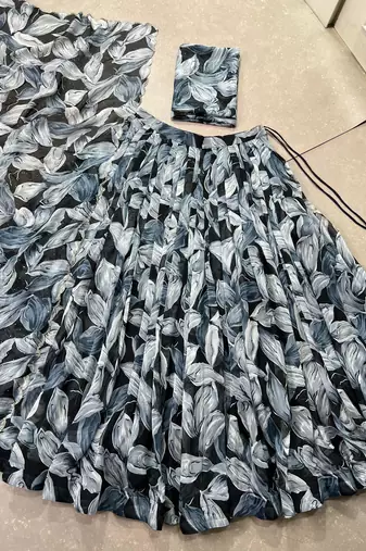 Black Tabby Silk Printed Lehenga Choli 