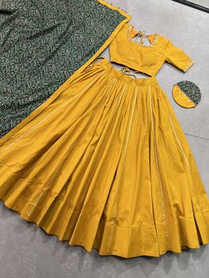 mustard Cotton Chaniya Choli with Gota Patti Finish 5