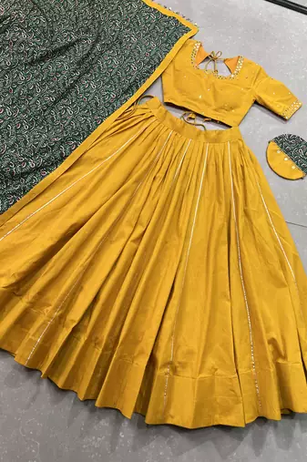 mustard Cotton Chaniya Choli with Gota Patti Finish