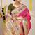 Rani pink patola silk blend saree with blouse piece