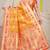 Mustard yellow patola silk blend saree with blouse piece