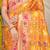 Mustard yellow patola silk blend saree with blouse piece