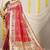 Red patola silk blend saree with blouse piece