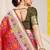 Red patola silk blend saree with blouse piece