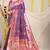 Royal blue patola silk blend saree with blouse piece