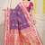 Royal blue patola silk blend saree with blouse piece