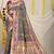 Dark green patola silk blend saree with blouse piece
