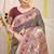 Dark green patola silk blend saree with blouse piece
