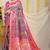 Grey patola silk blend saree with blouse piece