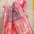 Grey patola silk blend saree with blouse piece