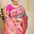 Grey patola silk blend saree with blouse piece