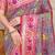 Grey patola silk blend saree with blouse piece