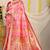 Light pink patola silk blend saree with blouse piece