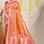 Orange patola silk blend saree with blouse piece