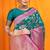 Teal banarasi silk blend saree with zari woven border